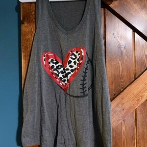 Gray Heart Graphic Tank Top